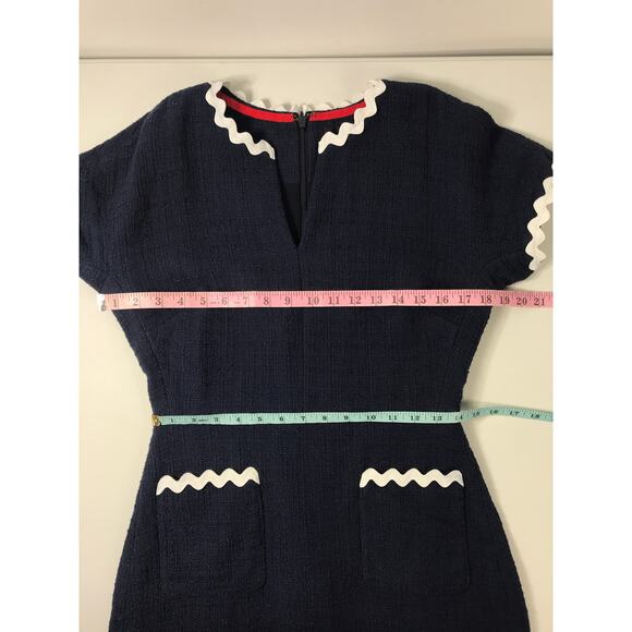 J. Crew Navy Tweed Dress Rickrack Scallop Trim Women's 4 Classic Office Business - Picture 12 of 13